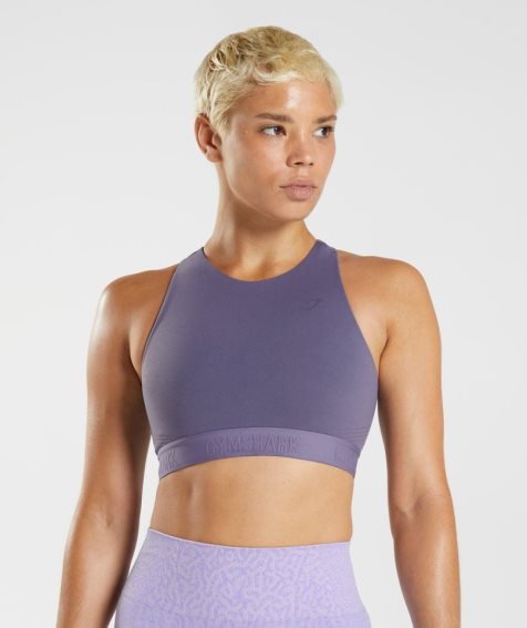 Women's Gymshark 315 Performance High Neck Sports Bra Purple | CA 608A7N